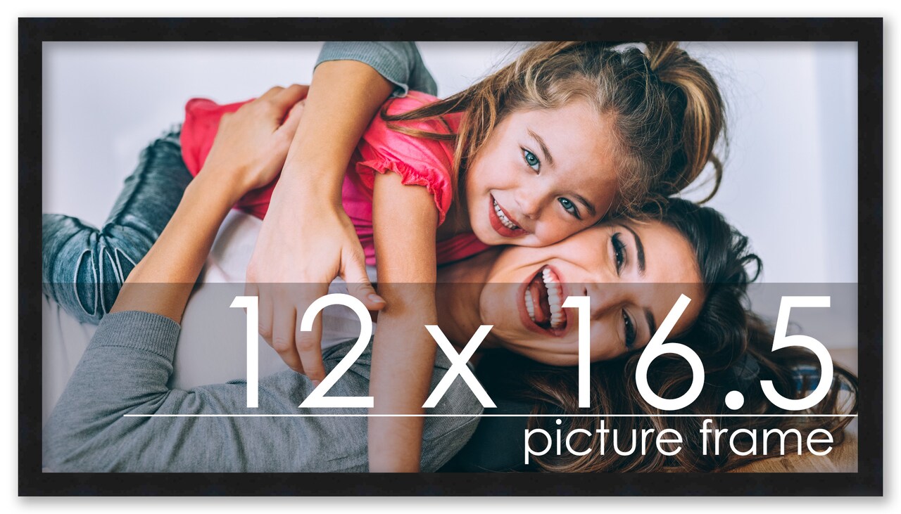 12x16.5 Solid Wood Picture Frame with UV-Resistant Acrylic & Acid-Free Backing, Available in 6 Finishes: Matte Black, Matte White, Metallic Bronze, Silver, Natural Wood Grain & Mahogany